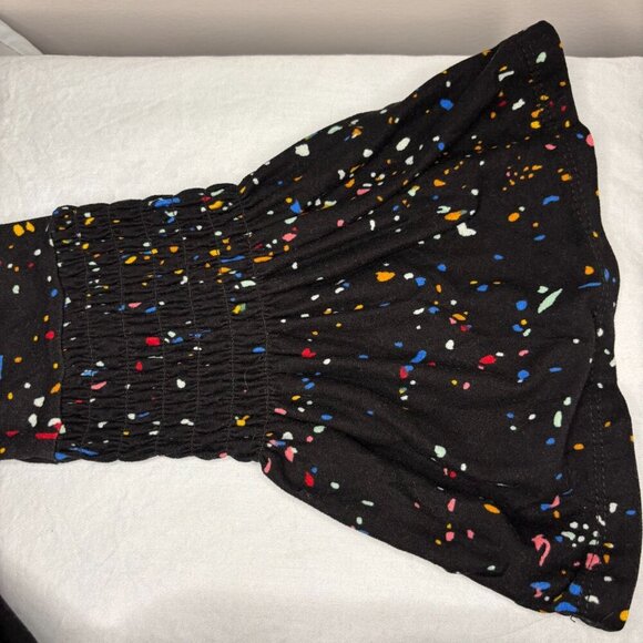 AGNES & DORA Dress Women's XXS Black Paint Spatter Pockets Stretch Confetti - Picture 2 of 4